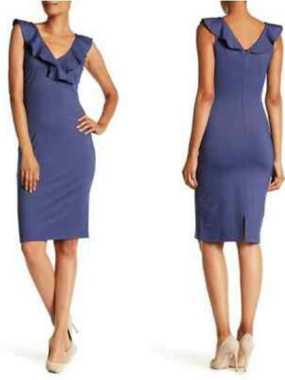 SUPERFOXX V-Neck Ruffle Blue Midi Dress Dress US Women's Size XL NWT